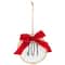 Embroidered Joy with Bow Wooden Disc Christmas Ornament - 4.5" - Red and White
